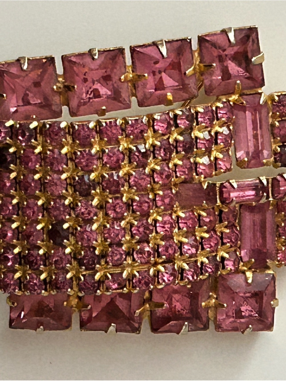 Pink Crystal Statement Brooch- Gold Setting vTG